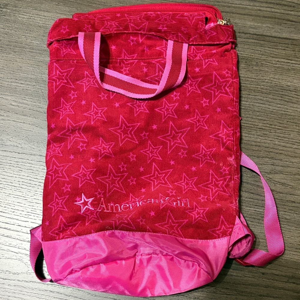 American Girl Vibrant Red and Pink Star Backpack